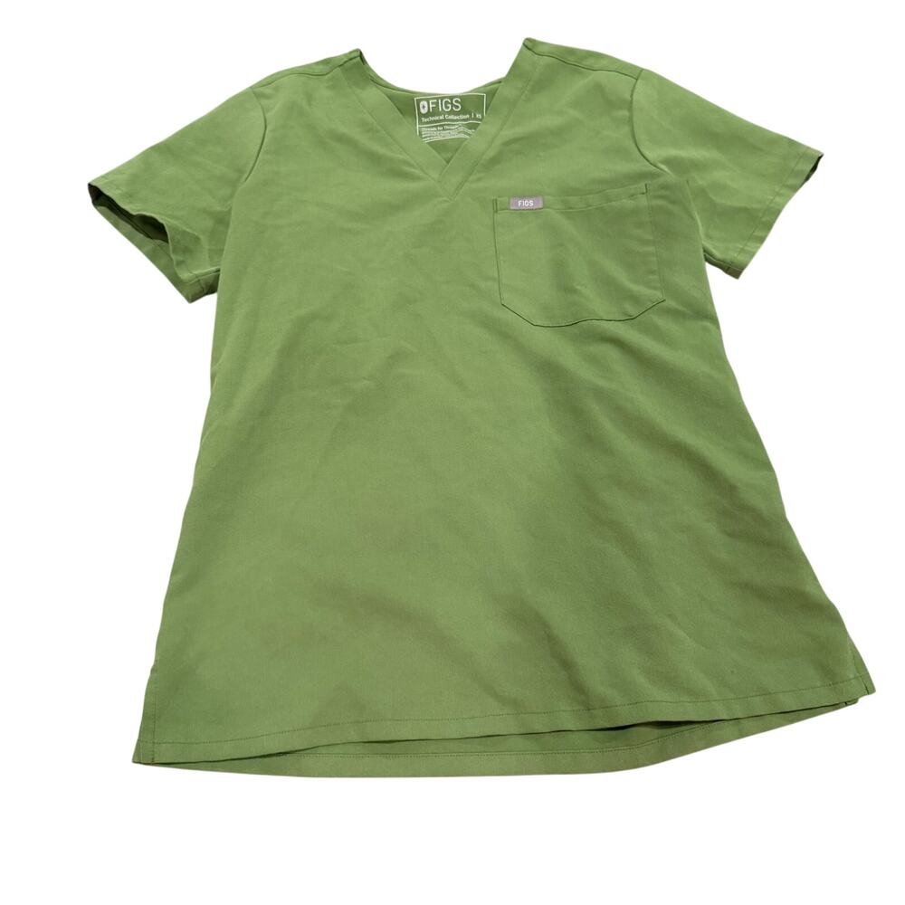 Figs Scrub Green V Neck Scrub Top Size XS